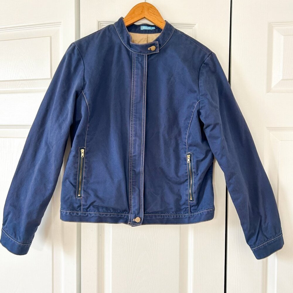 J. McLaughlin Blue Cotton Jacket Women’s Size Medium Full Zip Lightweight
